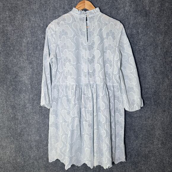 Jakes Dress Women 38 US 8 Light Blue Eyelet Floral Cottagecore Mini Wedding - Picture 2 of 12